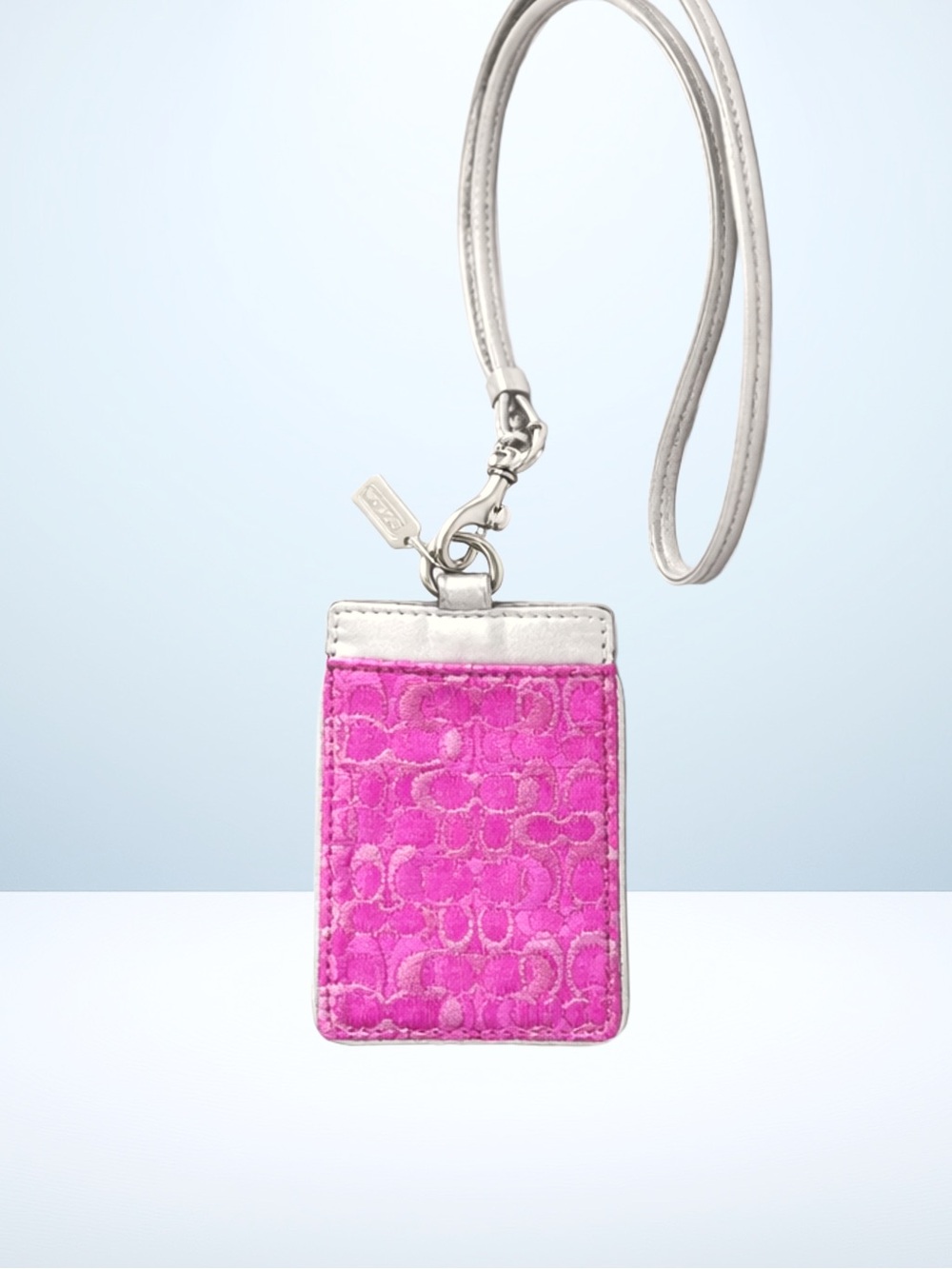 Coach 2007 Mini Signature C Lurex ID Lanyard (Pink)